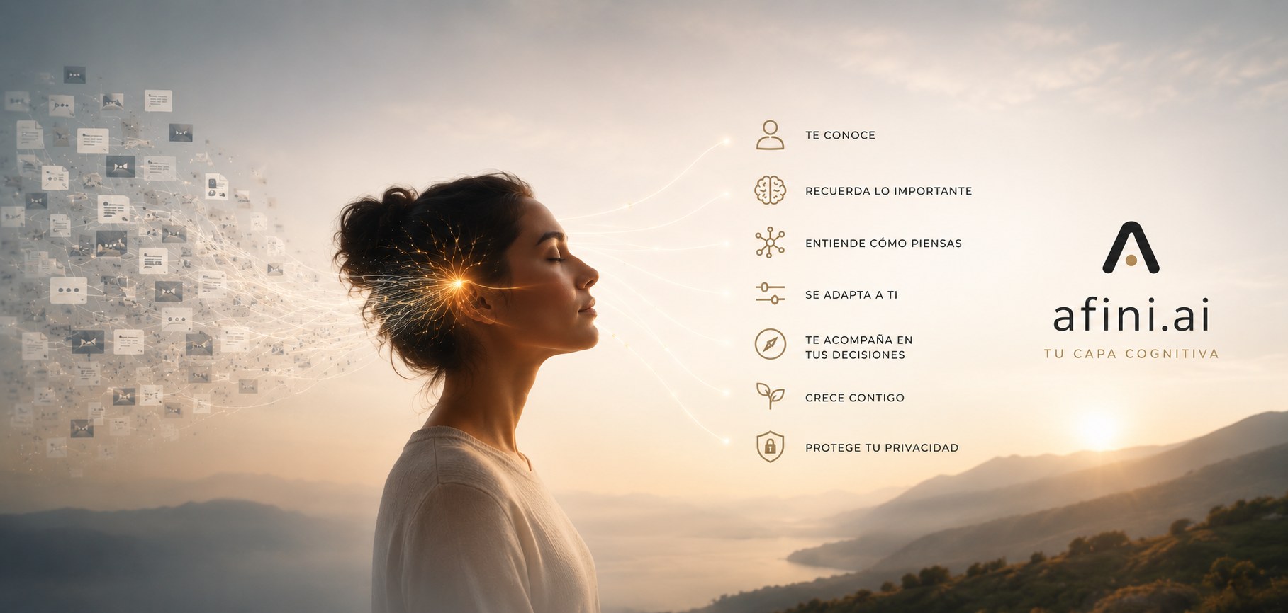 Ilustración del blog de Afini.ai: un escritorio de pensador con notas, libros, instrumentos psicométricos y una silla vacía esperando al lector — el blog como espacio de reflexión pública sobre la capa cognitiva entre humanos e IA.